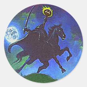 Headless Horseman in the Blue Light Classic Round Sticker