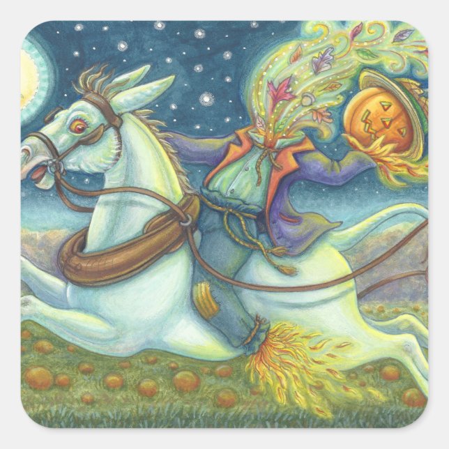 HEADLESS HORSEMAN SCARECROW & MULE STICKERS Square (Front)