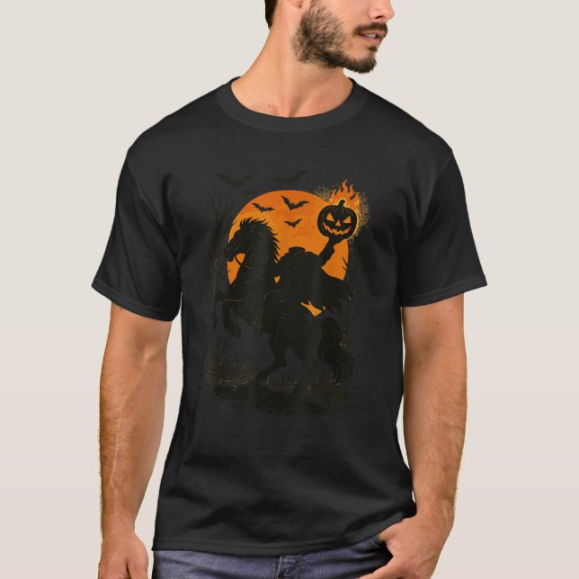 Headless Horseman Scary Pumpkin Spooky Classic Hal T-Shirt (Front)