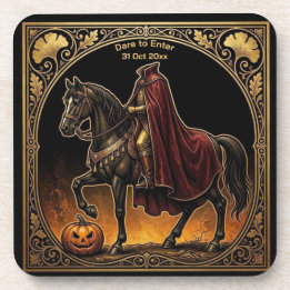 Headless Horseman Sleepy Hollow Gold Ornate Black  Coaster