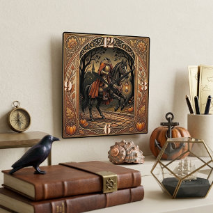 Headless Horseman Sleepy Hollow Gold Ornate Floral Square Wall Clock