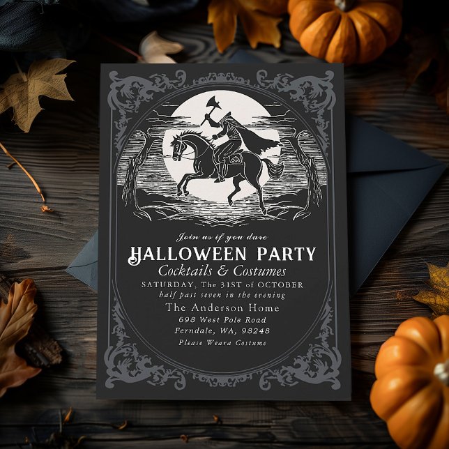 Headless Horseman Sleepy Hollow Halloween Party Invitation (Creator Uploaded)