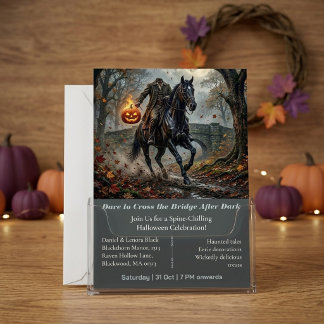 Headless Horseman Sleepy Hollow Midnight Halloween Invitation