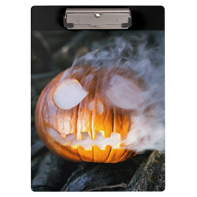 Headless Horseman's Jack-o-Lantern Head a Flame Clipboard (Front)