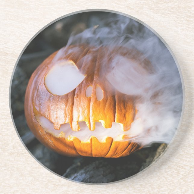 Headless Horseman's Jack-o-Lantern Head a Flame Coaster (Front)
