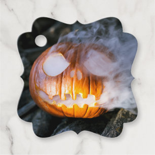 Headless Horseman's Jack-o-Lantern Head a Flame Favour Tags