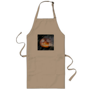 Headless Horseman's Jack-o-Lantern Head a Flame Long Apron