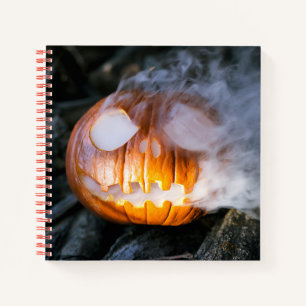 Headless Horseman's Jack-o-Lantern Head a Flame Notebook