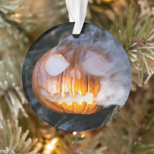 Headless Horseman's Jack-o-Lantern Head a Flame Ornament