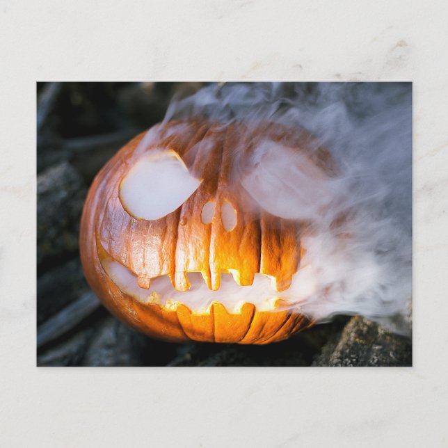 Headless Horseman's Jack-o-Lantern Head a Flame Postcard (Front)