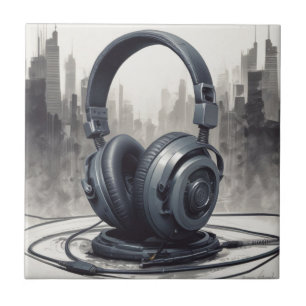 Headphone Artwork Music Lover Ceramic Tile