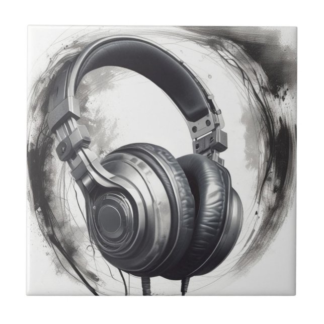 Headphone Artwork Music Lover Ceramic Tile (Front)