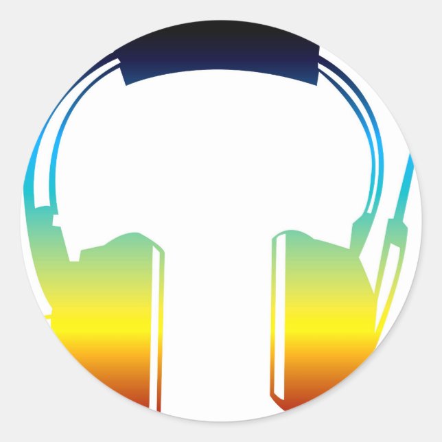 headphone classic round sticker (Front)