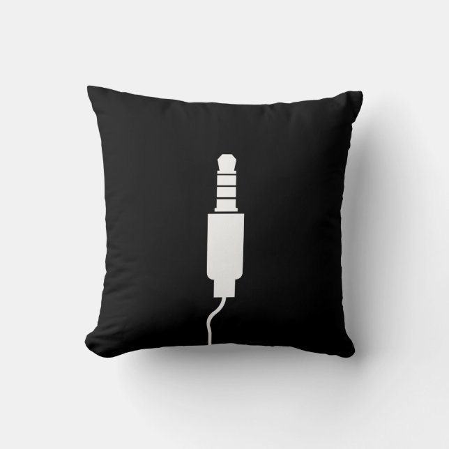 Headphone Jack Pictogram Throw Pillow (Front)