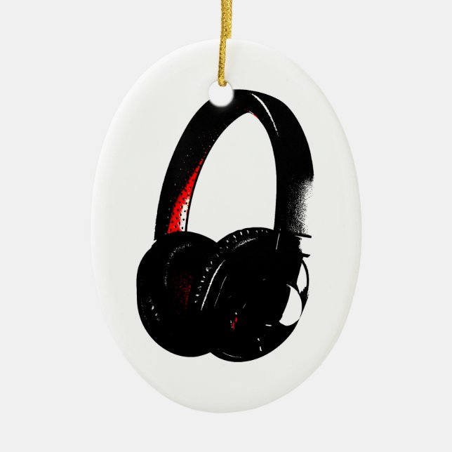 Headphone Pop Art Head Phone Ceramic Ornament (Front)
