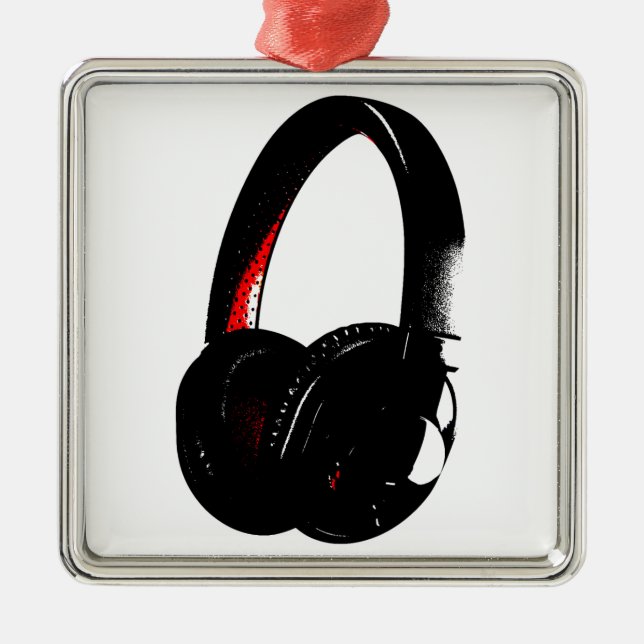 Headphone Pop Art Head Phone Metal Ornament (Front)