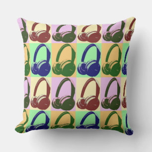 Headphone Pop Art Head Phone Outdoor Cushion