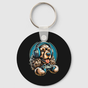 Headphone Video Game Er Spaniel Dog Gaming  Key Ring
