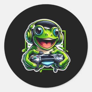 Headphone Video Game Frog Gaming Classic Round Sticker
