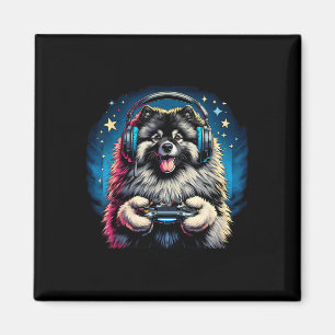 Headphone Video Game Keeshond Dog Gaming Magnet