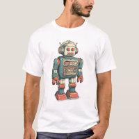 Headphoned Tin Robot — Vintage Cassette-Chest Mech