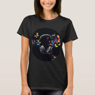 Headphones and Butterflies T-Shirt