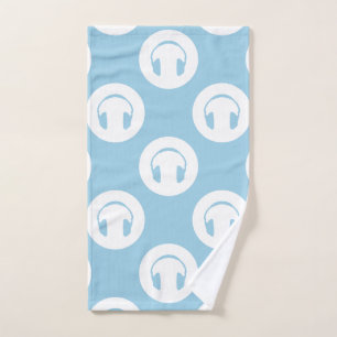 Headphones Design Music Themed Art Stylish Black Hand Towel
