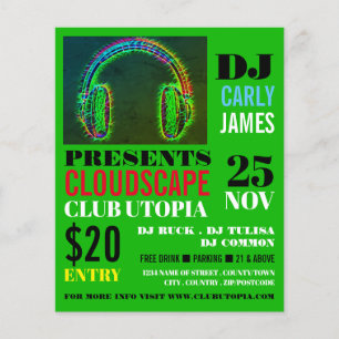 Headphones, DJ, Club Event Advertising Flyer