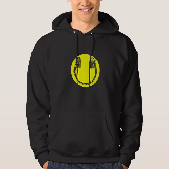 Headphones Dj Deejay Music Pop Bass Techno Rock Po Hoodie (Front)