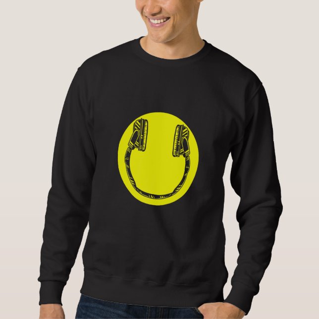 Headphones Dj Deejay Music Pop Bass Techno Rock Po Sweatshirt (Front)
