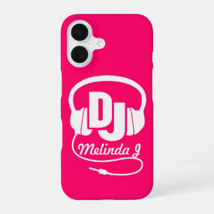 Headphones DJ girl name pink iPhone 16 Case