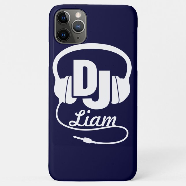 Headphones DJ named blue and white iphone case (Back)