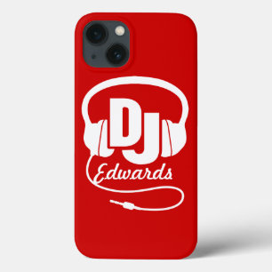 Headphones DJ named red and white ipad case