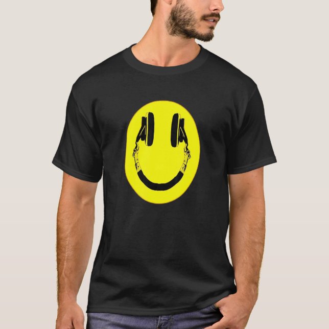 Headphones Face Smile Cool Presents Idea Special F T-Shirt (Front)