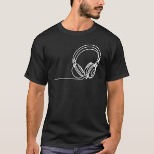 Headphones Line Cooler Dj Hanging Discjockey Party T-Shirt