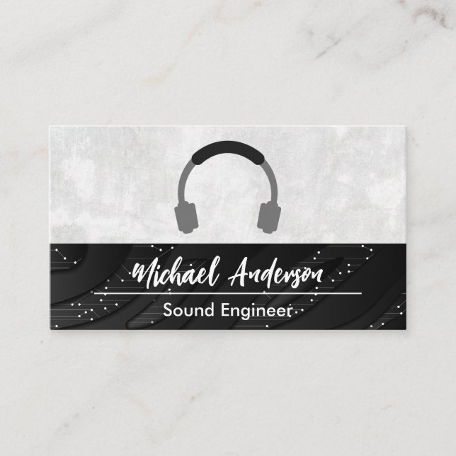 Headphones Logo | Technology Business Card (Front)