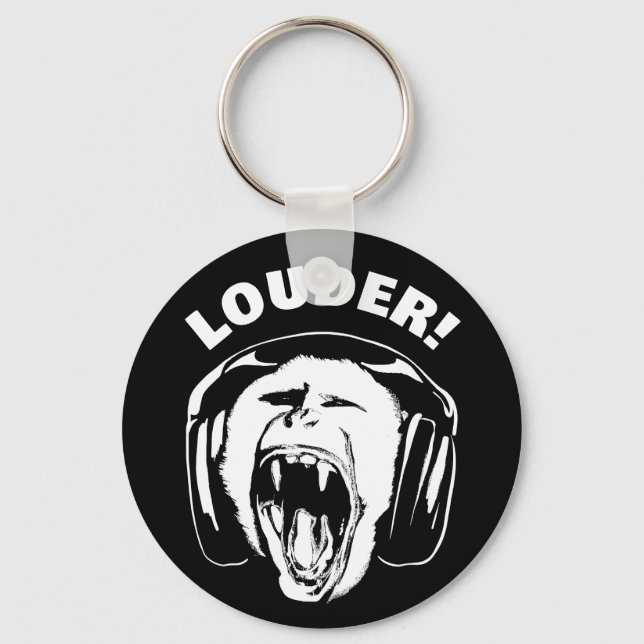Headphones Monkey Loud Music Lover Key Ring (Front)
