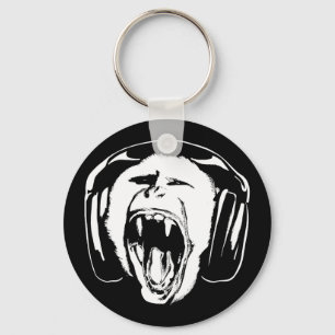Headphones Monkey Music Lover Key Ring