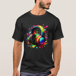 Headphones Music DJ Colourful Headphones RAVE EDM T-Shirt