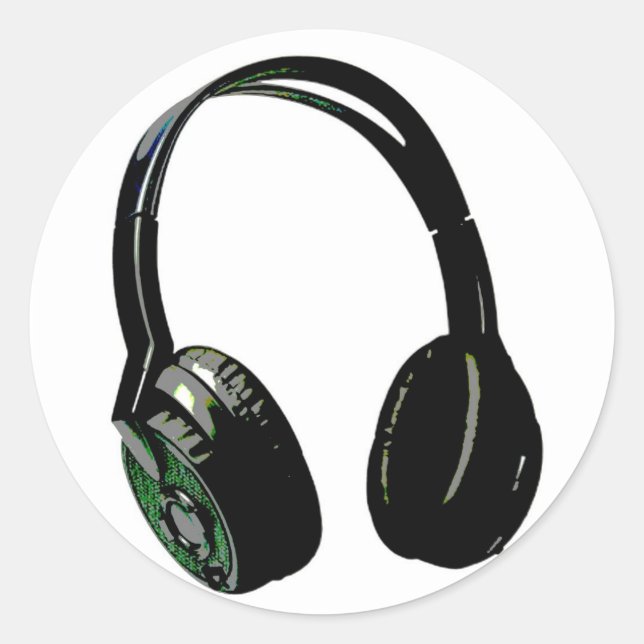 Headphones Pop Art Classic Round Sticker (Front)