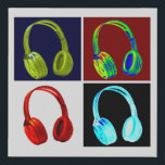 Headphones Pop Art Faux Canvas Print<br><div class="desc">Modern Music Pop Artworks - Headphones Graphic Design</div>