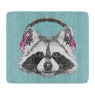 Headphones Racoon Cutting Board