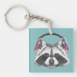 Headphones Racoon Key Ring