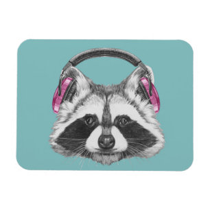 Headphones Racoon Magnet