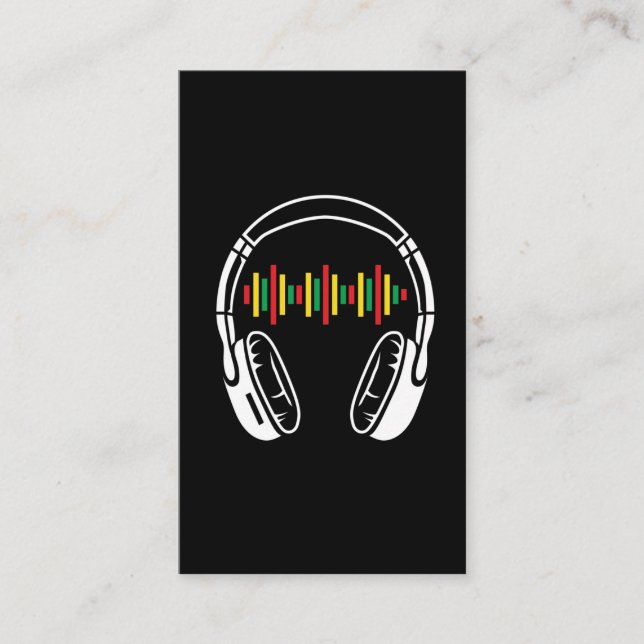 Headphones Reggae Music Lover Rastafari Jamaica Business Card (Front)