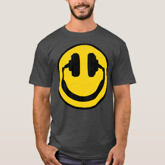 Headphones Smiling Face Music Makes Me Happy T-Shirt