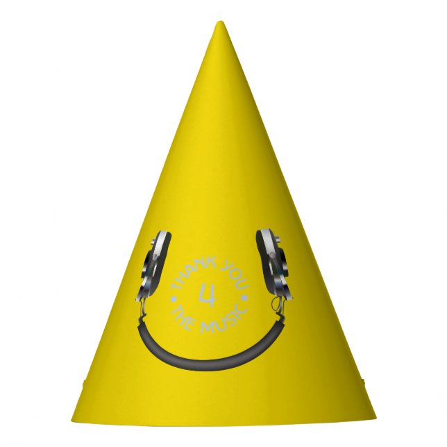 Headphones Smiling Party Hat (Front)