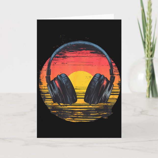 Headphones Sunset Relaxed Music Headphones Music D Card (Front)