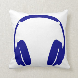 Headphones Throw (Dark Blue) Cushion