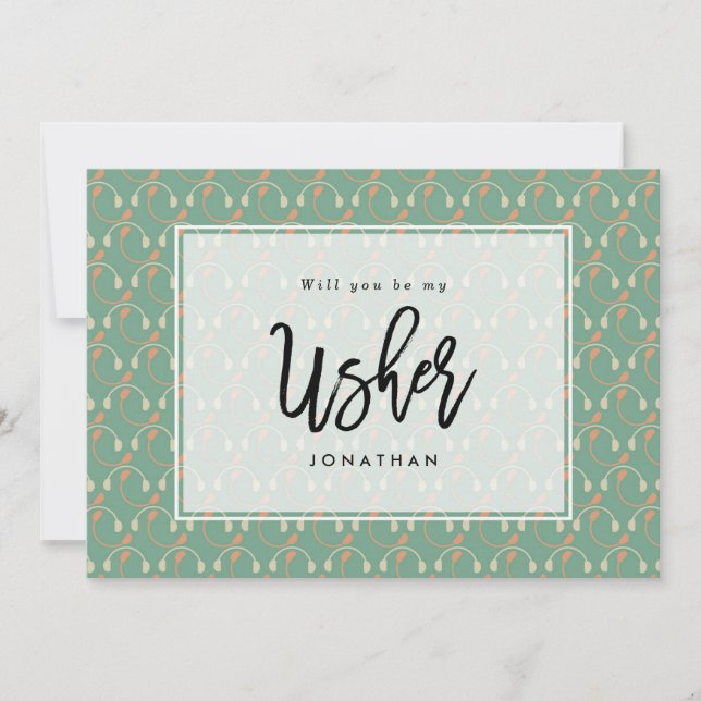 headphones will you be my usher proposal card (Front)